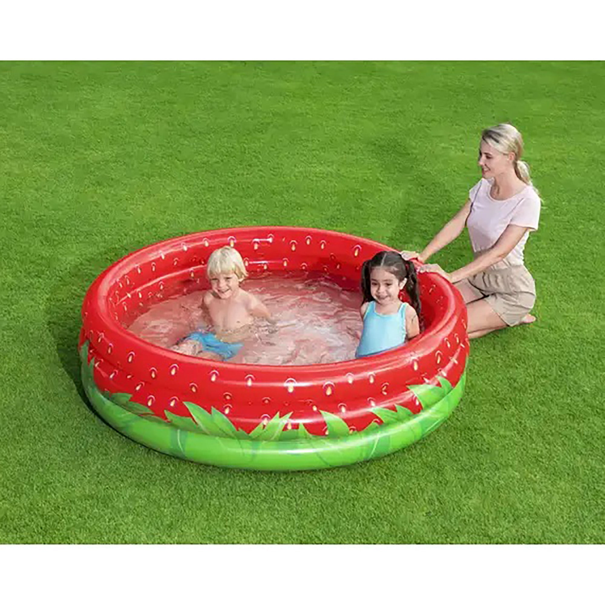 Bestway: H2OGO!Sweet Strawberry Pool - 66" x H15" - Inflatable 3-Ring Play Pool, Kids,103 Gallon, Ages 2+