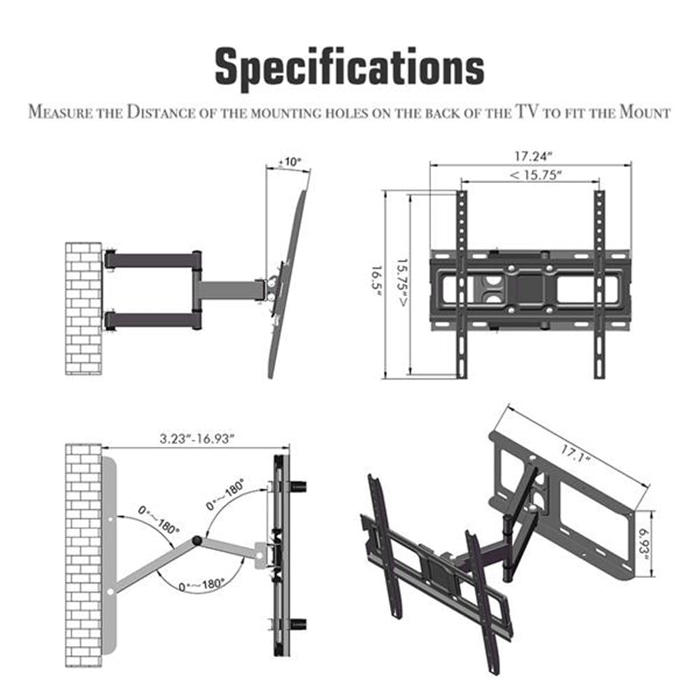 TV Wall Mount, TV Mounts Swivel and Tilt Full Motion for Most 32-60 Inch Flat Screen Curved TVs with Articulating Arm, Wall Mount TV Bracket up to VESA 400x400mm & 77lbs