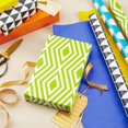 thumbnail image 2 of Modern Wrapping Paper Rolls for Birthday, Graduation, Christmas, Gift Wrap Paper (Set of 3 Reversible Rolls: 75 sq. ft. ttl.) Black, White, Blue, Orange, Yellow & Green for All Occasions, 2 of 4
