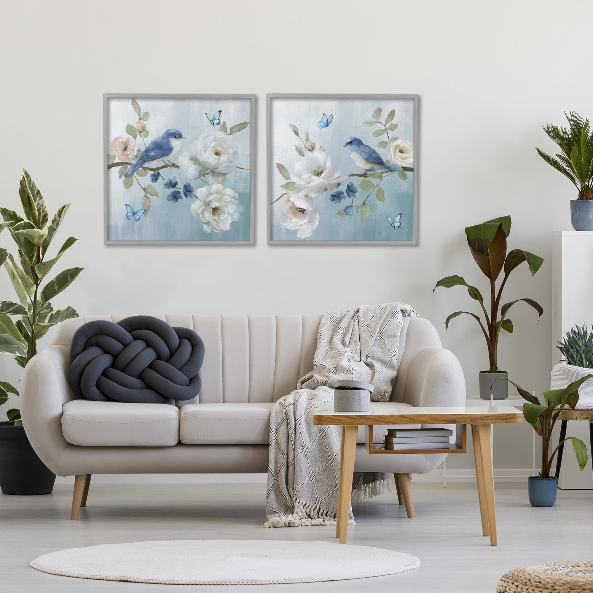 Stupell Industries Nature's Tranquility Florals 2 Piece Gray Framed Giclee Art Set, design by Nan