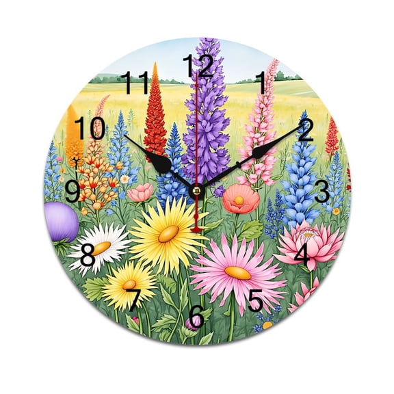 Colorful Flowers Time Decorative Wall Clocks Round Large Wall Watch Bedroom Home Decor 10 12 14 Inch