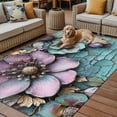 thumbnail image 2 of Fsddascl Purple Flowers Outdoor Rug for Patio/Deck/Porch, Non-Slip Large Area Rug 4 x 6 Ft, Retro Floral Pastoral Mottled Walls Indoor Outdoor Rugs Washable Area Rugs, Reversible Camping Rug Carpet, 2 of 5