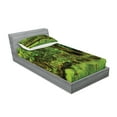 thumbnail image 2 of Ambesonne Green Fitted Sheet & Pillow Sham Set, Tress Moss Wild Nature, Twinxl, Green, 2 of 2