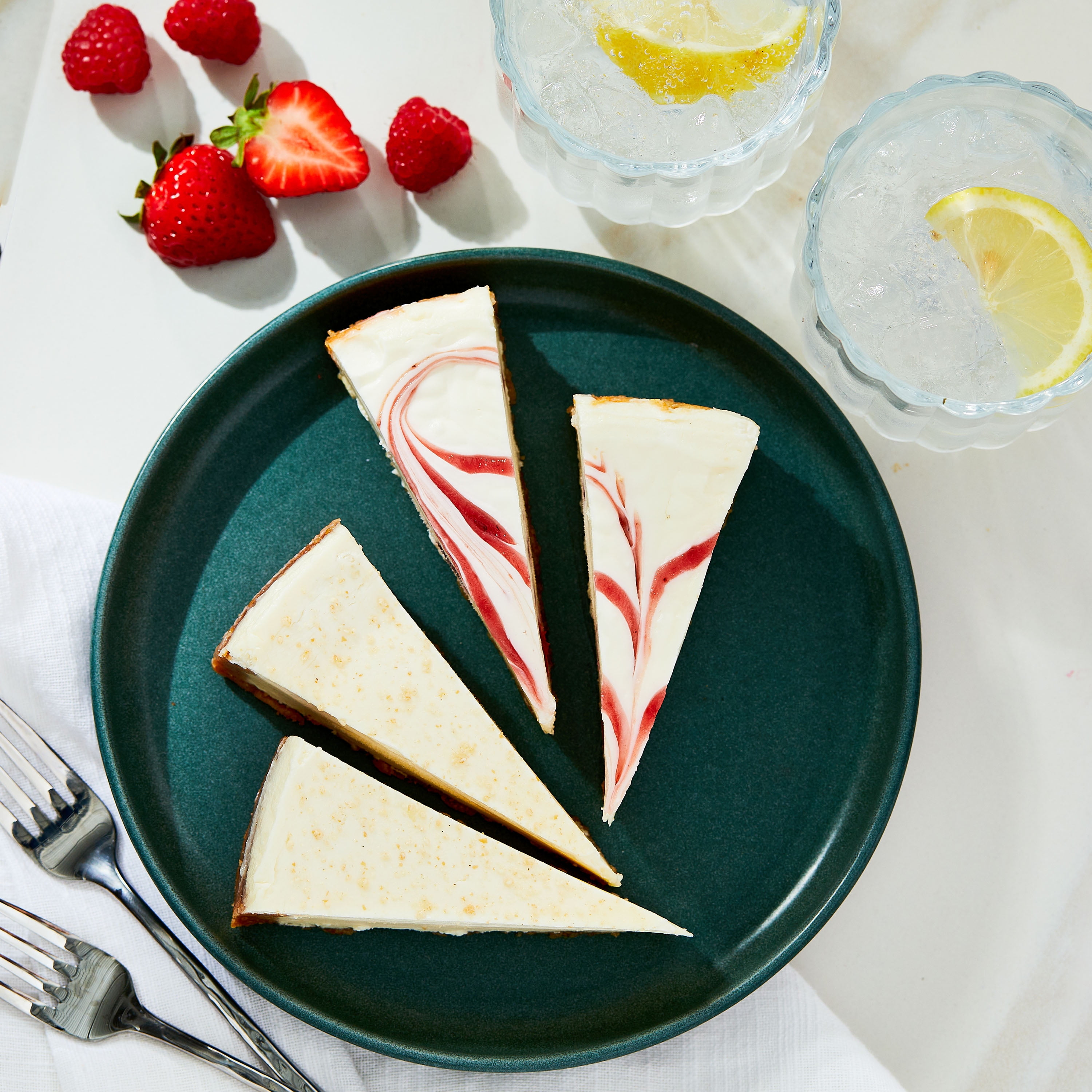 Great Value New York and Strawberry Swirl Cheesecake, 12 oz, 4 Slices
