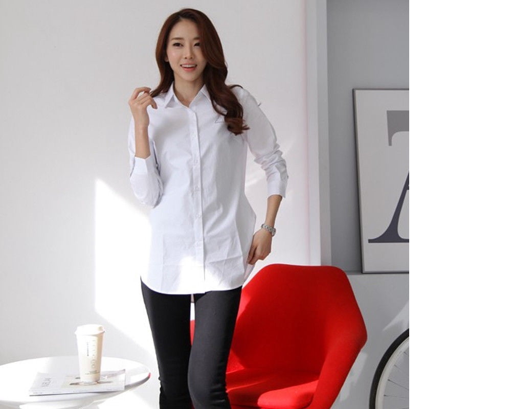 Women Ladies Cotton Casual White Long 
