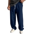 thumbnail image 5 of Afelkas Men's Relaxed Fit Casual Pants Drawstring Waist Lightweight Trousers for Daily Workwear and Easy Casual Weekend Outings Navy,S, 5 of 7