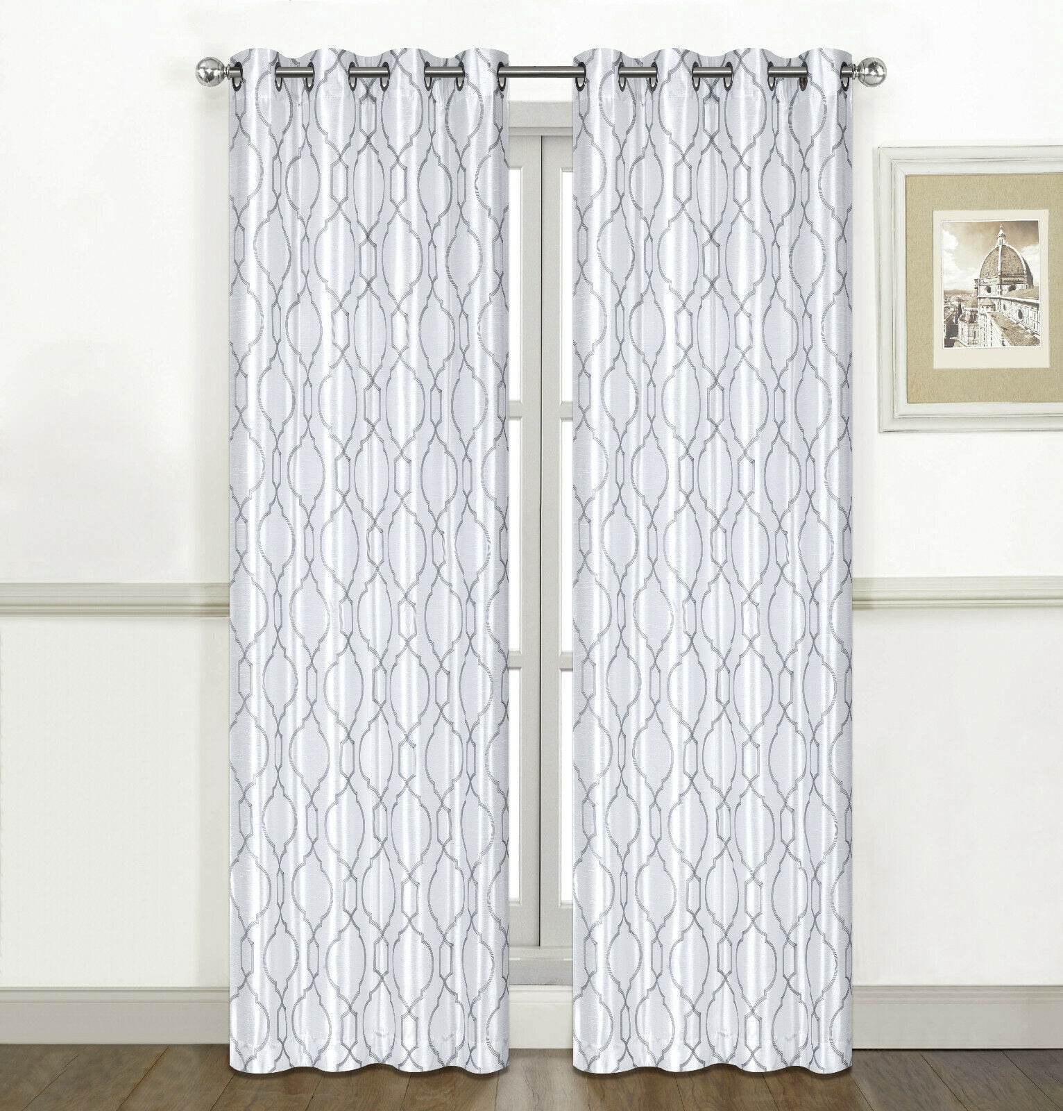 Kate Aurora Living 2 Pack Embroidered Lattice Grommet Top Curtains - Assorted Colors