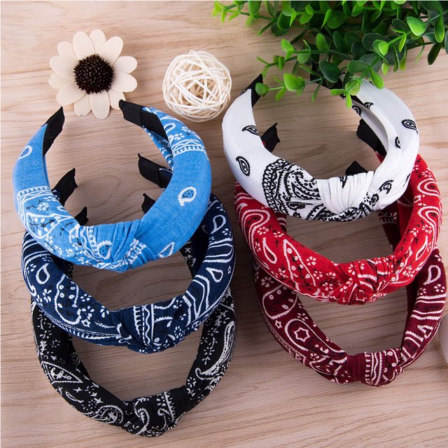 6 piezas de diadema con nudo superior, diademas bohemias de Paisley, diademas con nudo cruzado vintage, diadema con nudo trenzado, diadema ancha para mujeres y niñas Ormromra HMHZ241
