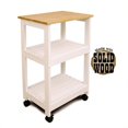 thumbnail image 2 of Bowery Hill Wood Microwave Utility Butcher Block Kitchen Cart in White Lacquer, 2 of 2
