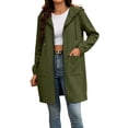 thumbnail image 2 of KTFgvq Women's Hooded Long Cardigan, Open Front Hoodie Outerwear, Long Sweatshirt Coat, Loose Mid-Weight Pull-on with Pockets for Casual Loungewear Vacation, Army Green L, 2 of 7