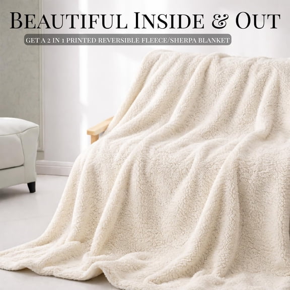 Sacred Thread Sherpa Fleece Blanket, Soft and Cozy Queen Blanket, Plush Blanket for Sofas & Beds