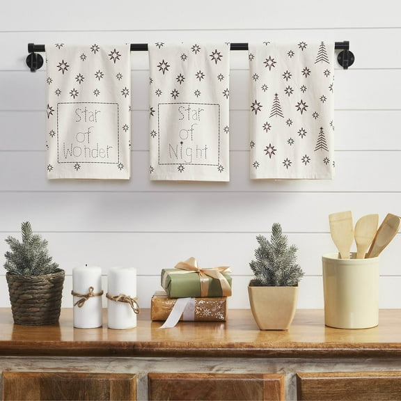 VHC Brands Star of Wonder Tea Towel Set of 3 19x28
