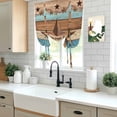 thumbnail image 5 of Western Texas Star Retro Tie Up Curtains for Windows, Adjustable Balloon Window Shades, Country Farmhouse Light Blue Brown Wooden Kitchen Window Treatments Farmhouse Short Curtains 42"x45", 5 of 8