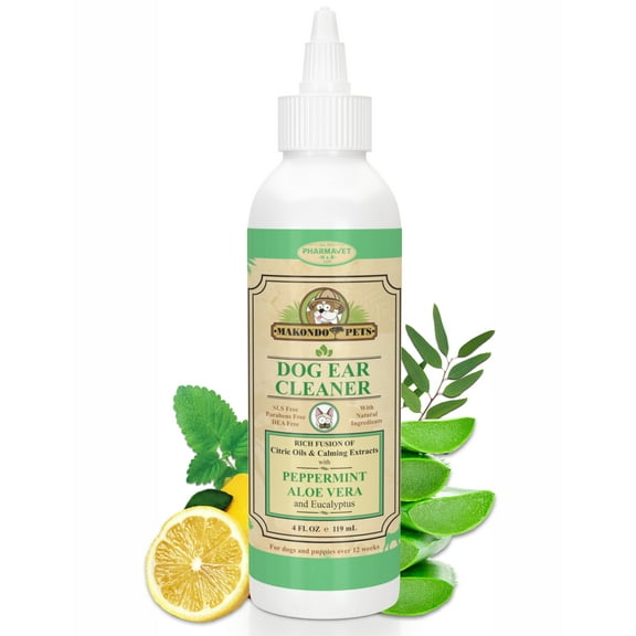 Makondo Pets Advanced Dog Ear Wax Remover with Nature Extracts & Olive Oil, 4 oz Bottle