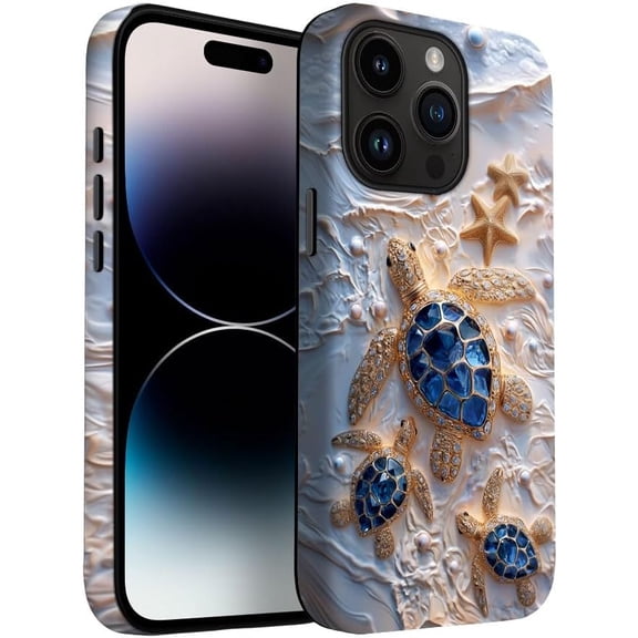 Case for iPhone 14 Pro Max Case | Stained Glass Beach Turtle | Slim Drop Protection Design