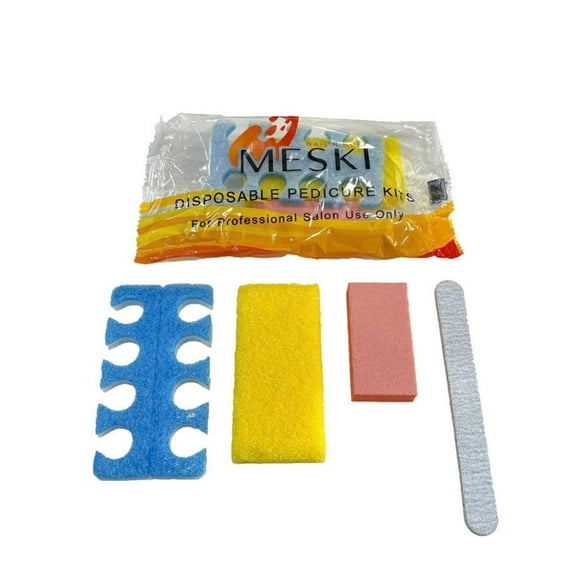 TP Plastic 4-Piece Disposable Pedicure Kit, 200 Count – Individually Wrapped Spa Set with Pumice Pad, Nail File, Buffer & Toe Separators for Salon or Home Use– Professional Spa & Salon Use