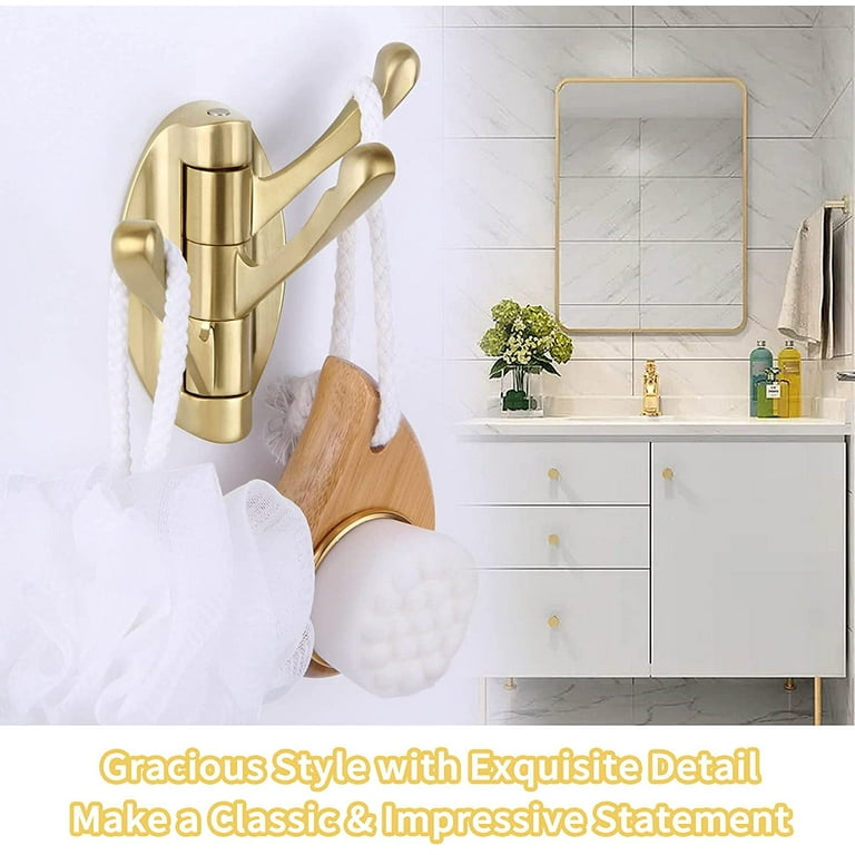Towel Hook Brushed Gold, Angle Simple Metal Folding Swivel Towel Holder, Bathroom  Robe Clothes Coat Hook, Home RV Organizer, Wall Mount 