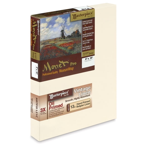 Masterpiece Monet Pro Linen Canvas - 8" x 10", Oil Primed