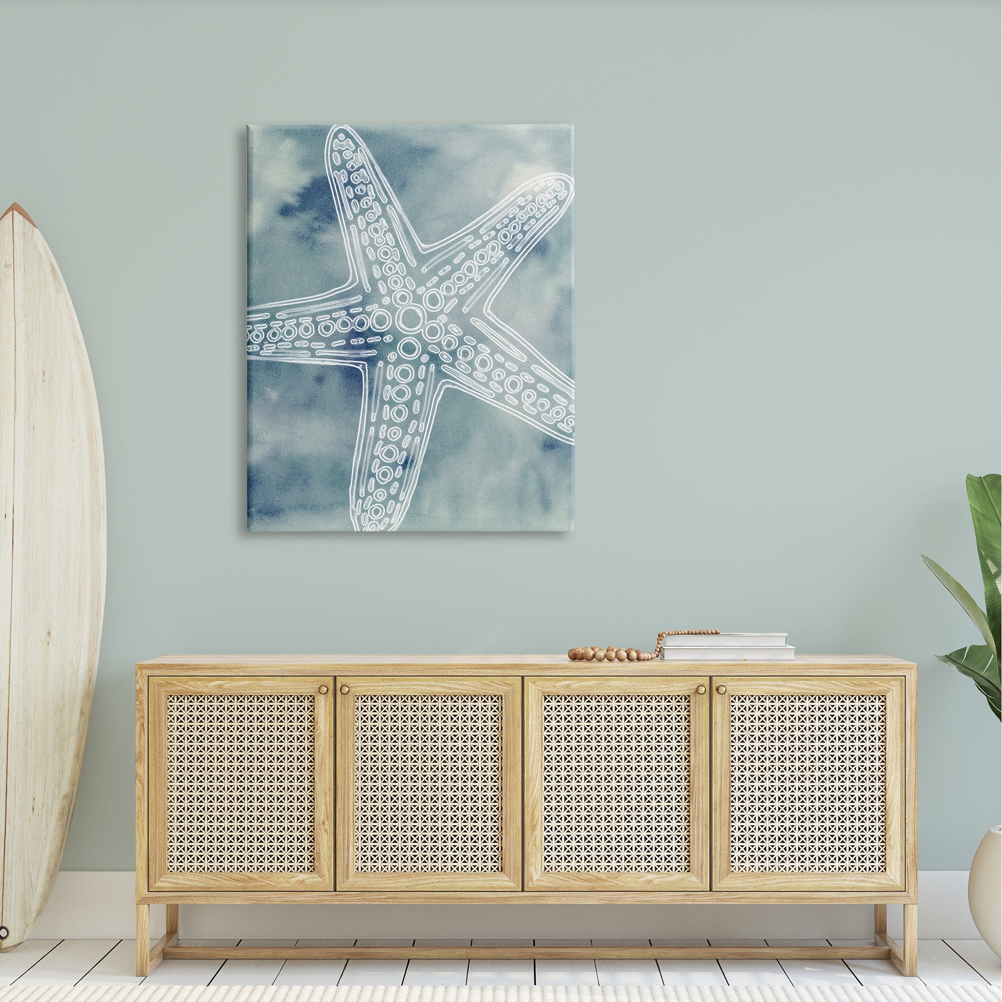Stupell Industries Detailed Starfish Pattern Circles Blurred Watercolor Background Graphic Art Gallery Wrapped Canvas Print Wall Art, Design by Ziwei Li