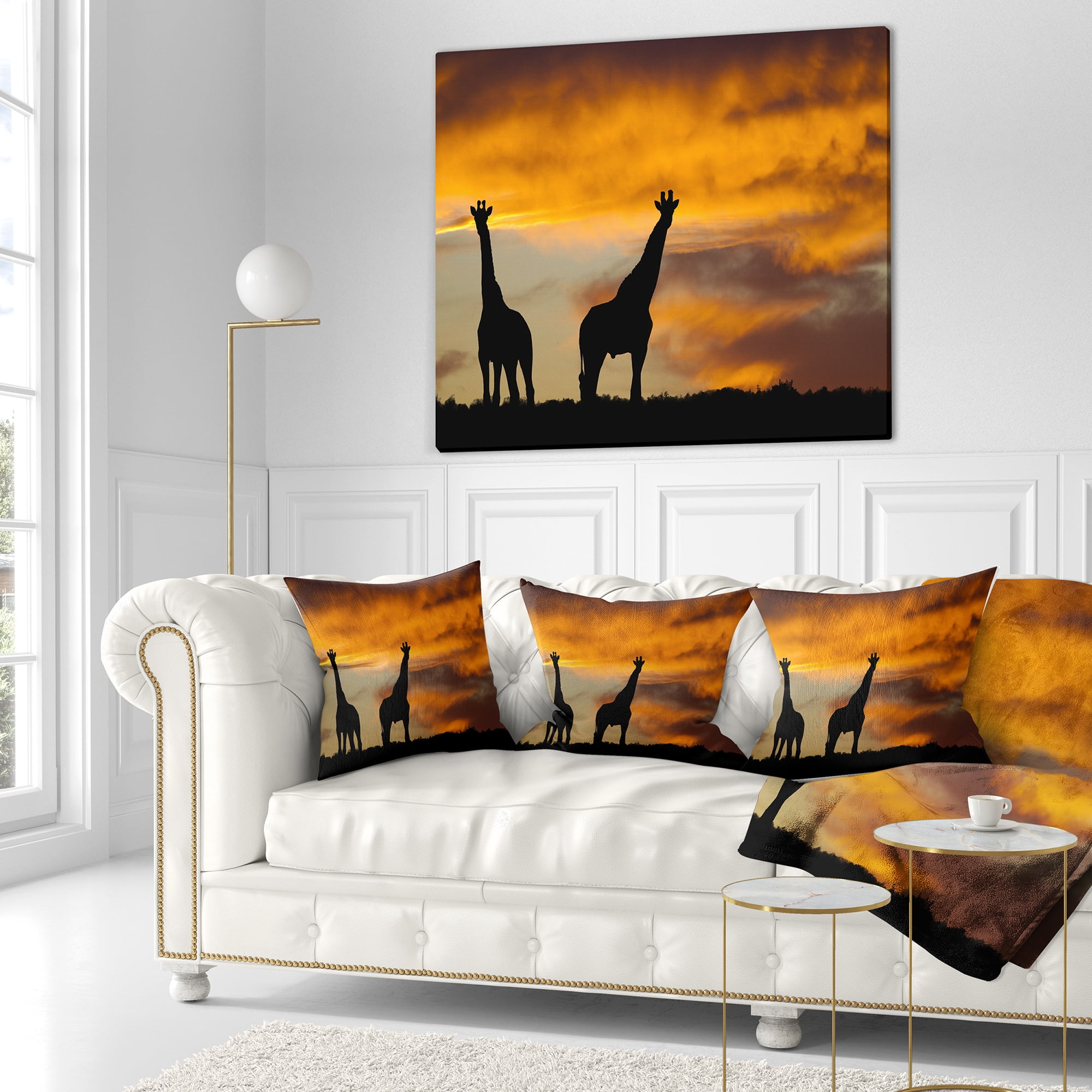 Designart African Wildlife Silhouette - African Throw Pillow - 16x16