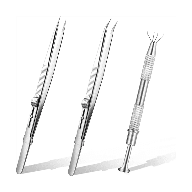 Herramienta de Recogida de Acero Inoxidable de 3 Piezas para Recogida Piezas PequeñAs, Herramienta de Agarre de Bolas Perforantes, para Herramienta de JoyeríA de Gemas de Chips IC