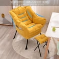thumbnail image 3 of LUVCMFT Lazy Chair with Ottoman, Modern Accent Chair w/Armrests & Side Pocket, Single Sofa Reading Chair for Bedroom, Living Room, Dorm Rooms, Garden, Yellow, 3 of 7