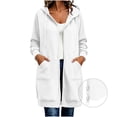 thumbnail image 3 of yillto Womens Long Jacket Hoodie Sweatshirts Full Zip up Comfy Warm Fashion Fall Casual Coats with Pockets, 3 of 7