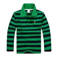 thumbnail image 4 of Polo Shirts for Boys Long Sleeve Cute Embroidered Striped Button down Shirt Boys Back to School Shirt Kids Summer Casual Shirts 13-14 Years Clothes for Boys, 4 of 4