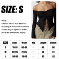 thumbnail image 4 of Tops cortos de manga larga para mujer, cárdigan de punto con lazo frontal, camiseta con mangas acampanadas y hombros descubiertos, 4 of 6