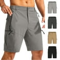 thumbnail image 4 of WREESH Men's Cargo Shorts Workout Shorts Casual Solid Quick Drying Shorts Elastic Waist Zipper Pocket Short Pants Beige, 4 of 5