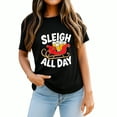 thumbnail image 2 of Christmas Sleigh All Day Beer Design and Holiday Party Shirt Black Funny Graphic T-Shirt for Men Women, 2 of 4