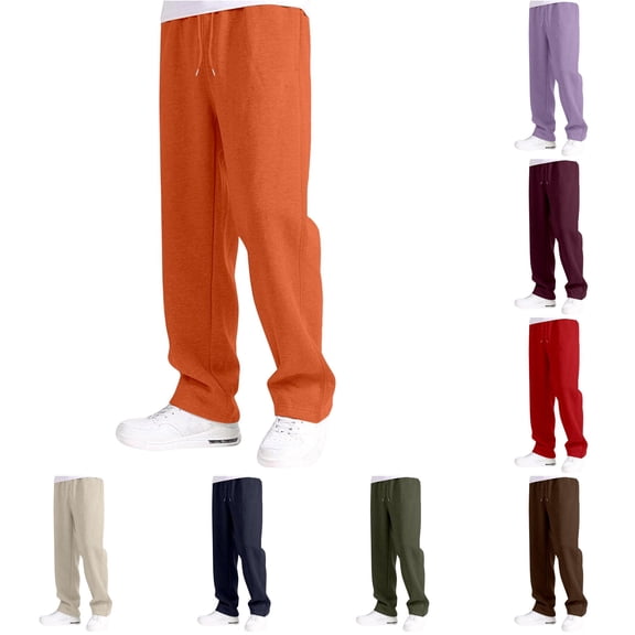 CUZIBR Boys Casual Pants Elastic Waist Drawstring Loose Fit Wide Leg Joggers Sweatpants For Kids Comfortable Solid Color Long Pants Breathable Back To School Loose Fit Bottoms,Orange,5-6 Years