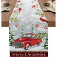 thumbnail image 1 of Merry Christmas Red Truck Table Runner 72 Inches Long, Rustic Xmas Truck Cardinalis Snow Landscape Frosty Tree Table Runner Washable Christmas Table Runner for Holiday Party Deocrations, 14" x 72", 1 of 8