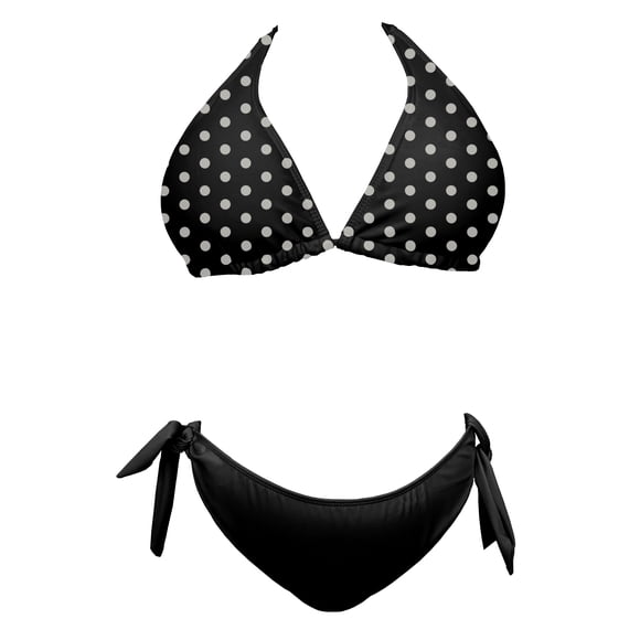 Traje de Baño Bikini Op para Mujer con Amarre Halter Negro Talla G, 2 Piezas