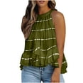 thumbnail image 2 of LoyisViDion Womans Shirts Clearance Fashion Women Printed Halter O-Neck Tank Sleeveless Casual Tee Tops Blouse Green 6(M), 2 of 5