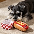 thumbnail image 5 of Interactive Squeaky Hot Dog Dog Toy Plush Snuffle Mat with Hidden Food Pocket and Crinkle Paper Enrichment Puzzle Toy for Puppy Teething Foraging and Mental Stimulation - Multicolored, 5 of 7