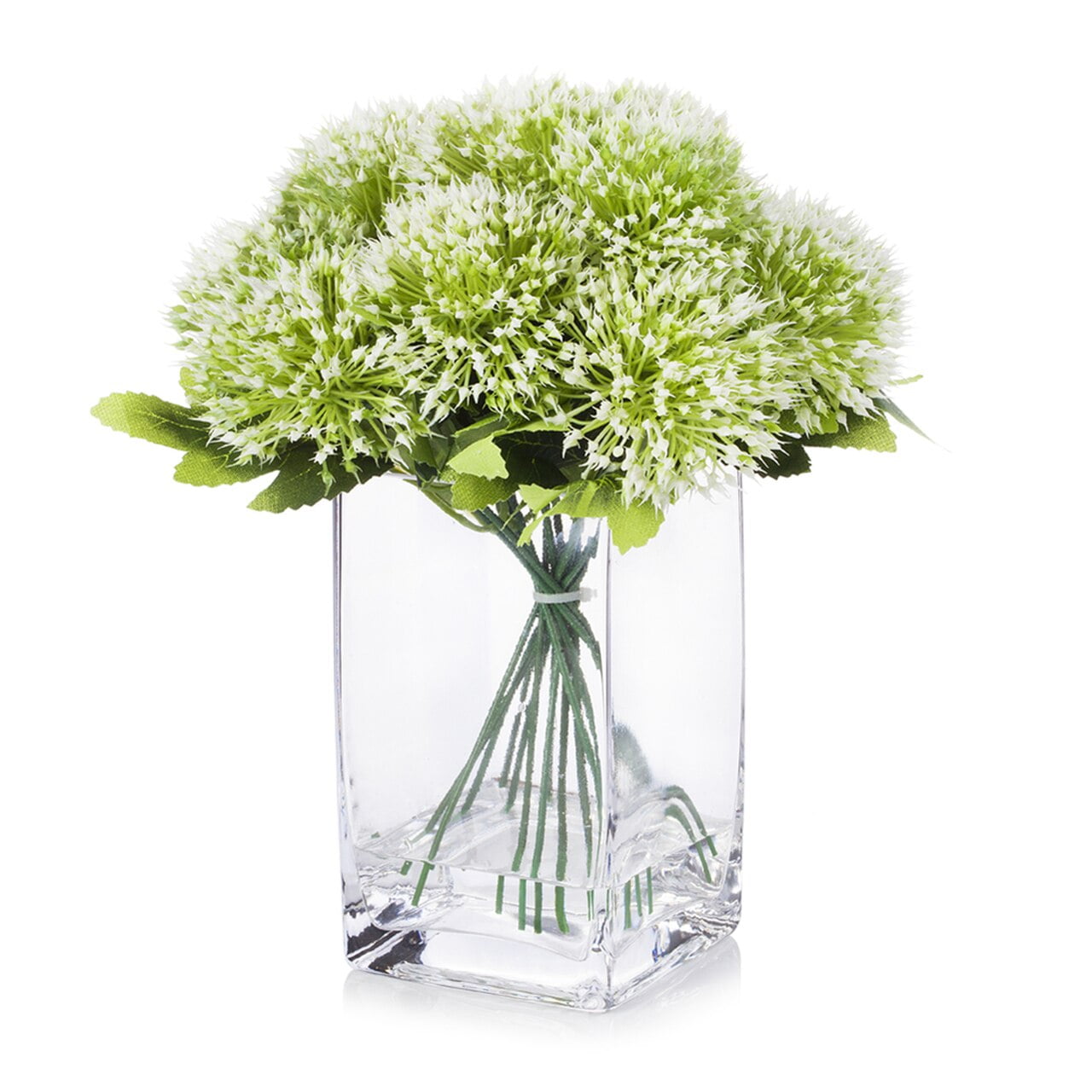 Enova Home Artificial Mixed Greenery Arrangement in Clear Glass Vase