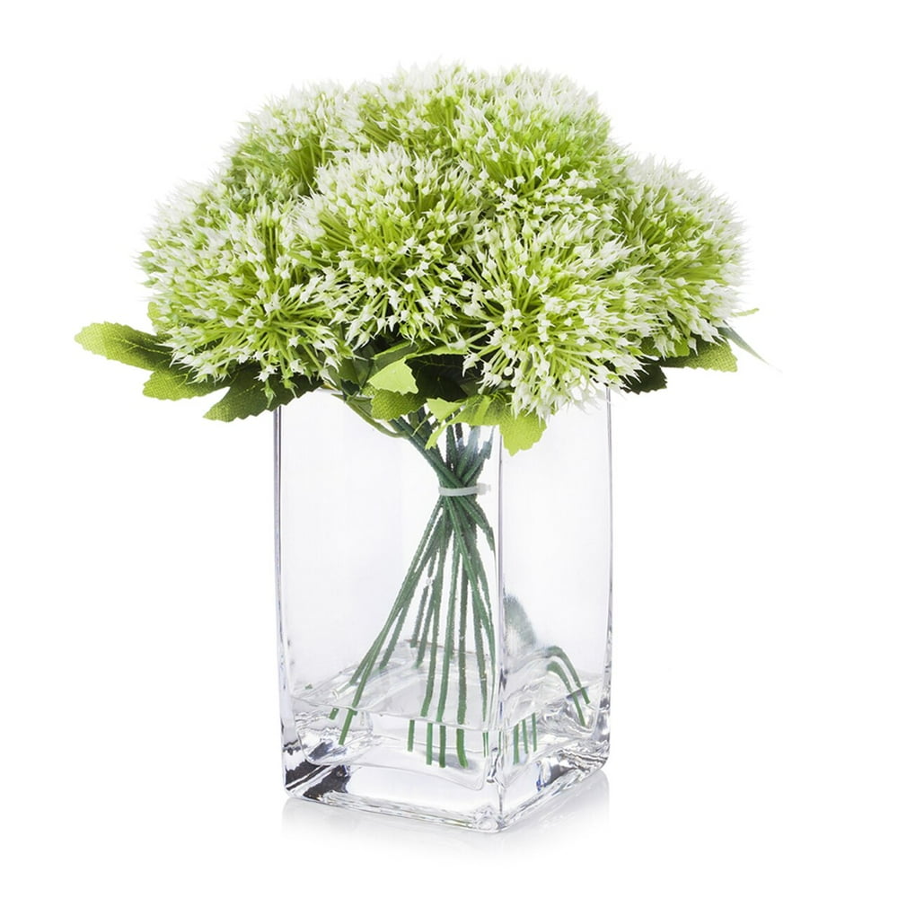 Enova Home Artificial Mixed Greenery Arrangement in Clear Glass Vase
