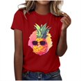 thumbnail image 1 of T-shirt Femme Quotidien Décontracté Imprimé Ananas T-Shirt Manches Courtes Haut Tee-Shirts Femme Rouge P, 1 of 4