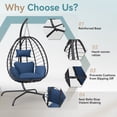 thumbnail image 3 of Gotland Outdoor Hanging Egg Chair with Stand,Patio Wicker Swing Egg Chair Hammock Chair with UV Resistant Cushion,All-Weather 485lbs Capacity for Bedroom,Balcony,Garden,Navy Blue, 3 of 9