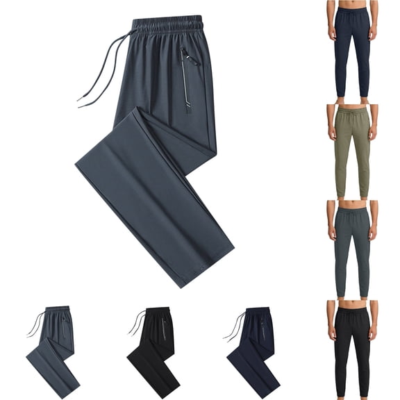 hoksml Big and Tall Men's Lightweight Jogger Pants Breathable Sweatpants with Zipper Pocket and Drawstring Waist Casual Athletic Sport Pants M-5XL