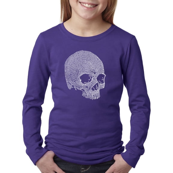 LA Pop Art Girl's Word Art Long Sleeve - Dead Inside Skull