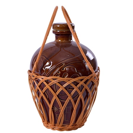 PBPBOX 2Pcs Imitation Rattan Wine Storage Basket with Handle Wire Reinforced