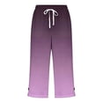 thumbnail image 5 of Dagugfen Capris for Women Color Blocked Straight Leg Breathable Drawstring Elastic Waist Summer Daily Wear Casual Capri Pants with Pockets, 5 of 5