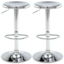 Backless Metal Bar Stools Set of 2, 360 Swivel Round Bar Stool, Adjustable Counter Height Chair for Kitchen Island,Cafe,Dining Room Stool(Silver)