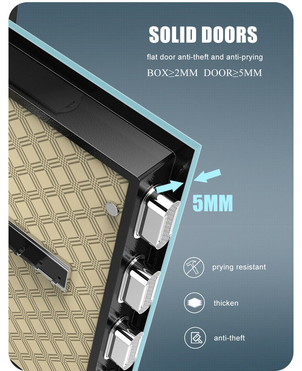 Fingerprint Safe 2.04 Cubic Feet Security Cabinet Digital Touch Screen, Solid Alloy Steel Office Hotel Cabinet Safe, Black