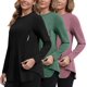 thumbnail image 1 of - Camisetas de lactancia para mujer, manga larga, paquete de 3 unidades, con cierre oculta, para bombear la lactancia merna, 1 of 5
