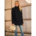 thumbnail image 5 of Women'S Oversized Loose Sweater Autumn Batwing Sleeve Ribbed Tunic Sweater Black L, 5 of 9
