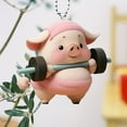 thumbnail image 7 of Pebbuoy Acrylic Cartoon Pig Hanging Decoration with Bead Chain Car Rearview Mirror Pig Ornament Keychain Backpack Animal Pendant Birthday Gift, 7 of 7