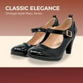 thumbnail image 5 of Chase & Chloe Women's Vintage-Inspired Mary Jane Pumps with Wingtip and Mid-Heel, 5 of 5